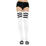 Leg Avenue Athletic Ribbed Thigh Highs - Black/White