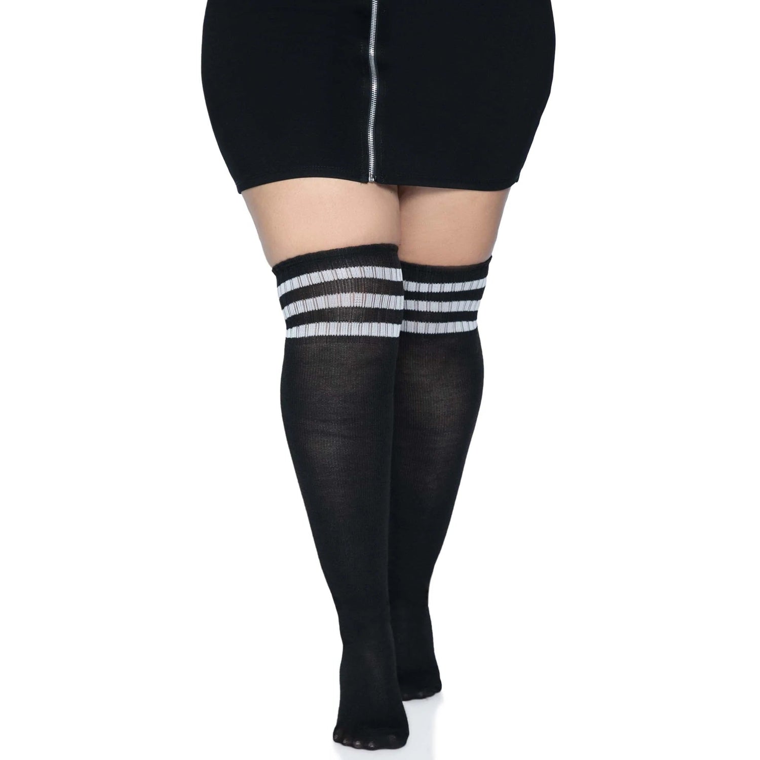 Leg Avenue Over the Knee Athletic Socks - Black/White