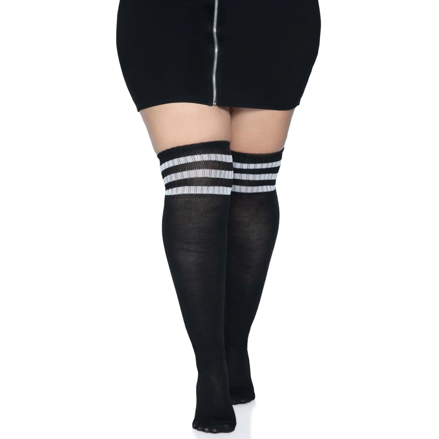 Leg Avenue Over the Knee Athletic Socks - Black/White
