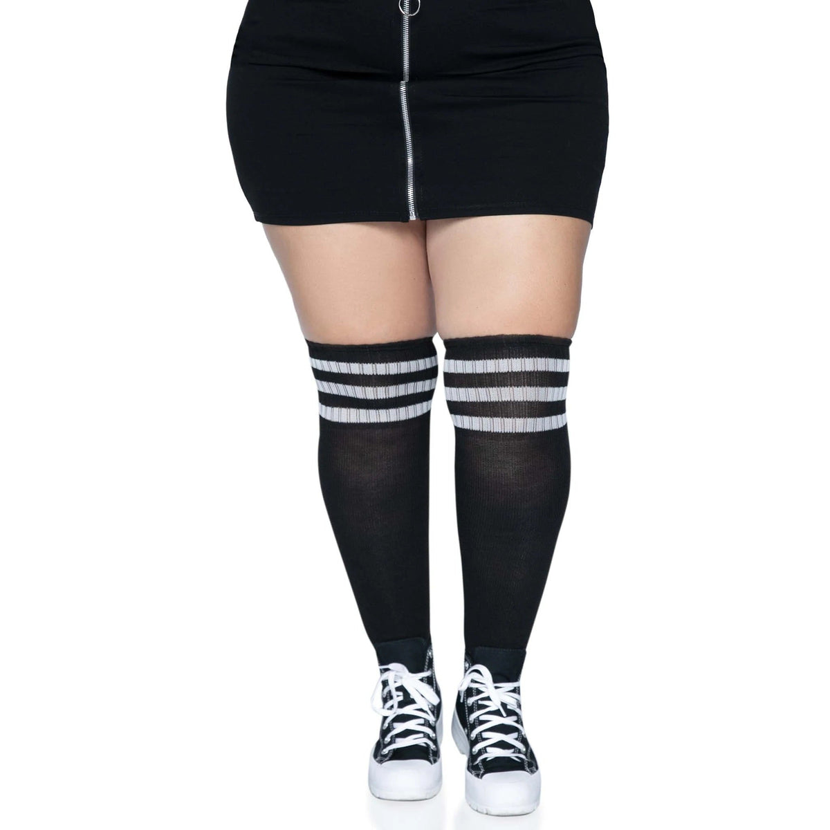 Leg Avenue Over the Knee Athletic Socks - Black/White