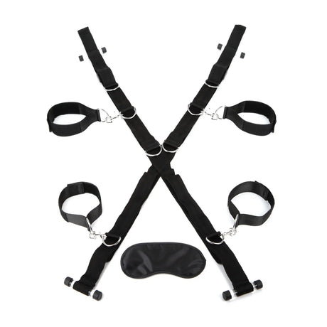 Lux Fetish Over The Door Cross with 4 Universal Soft Restraint Cuffs