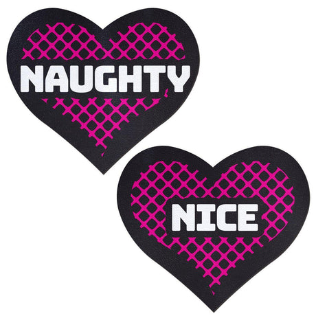 Pastease Black and Pink Naughty and Nice Heart Nipple Pasties