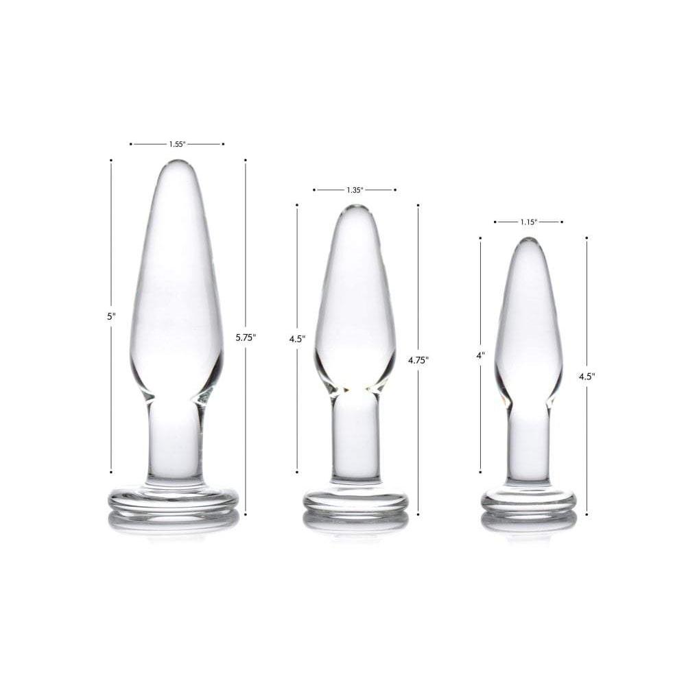 Prisms Erotic Glass Dosha 3pc Butt Plug Set