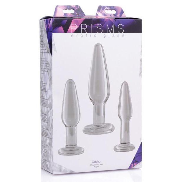 Prisms Erotic Glass Dosha 3pc Butt Plug Set