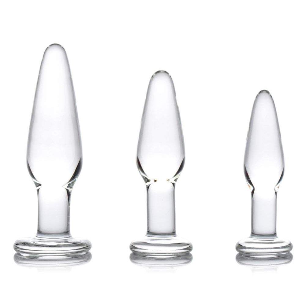 Prisms Erotic Glass Dosha 3pc Butt Plug Set