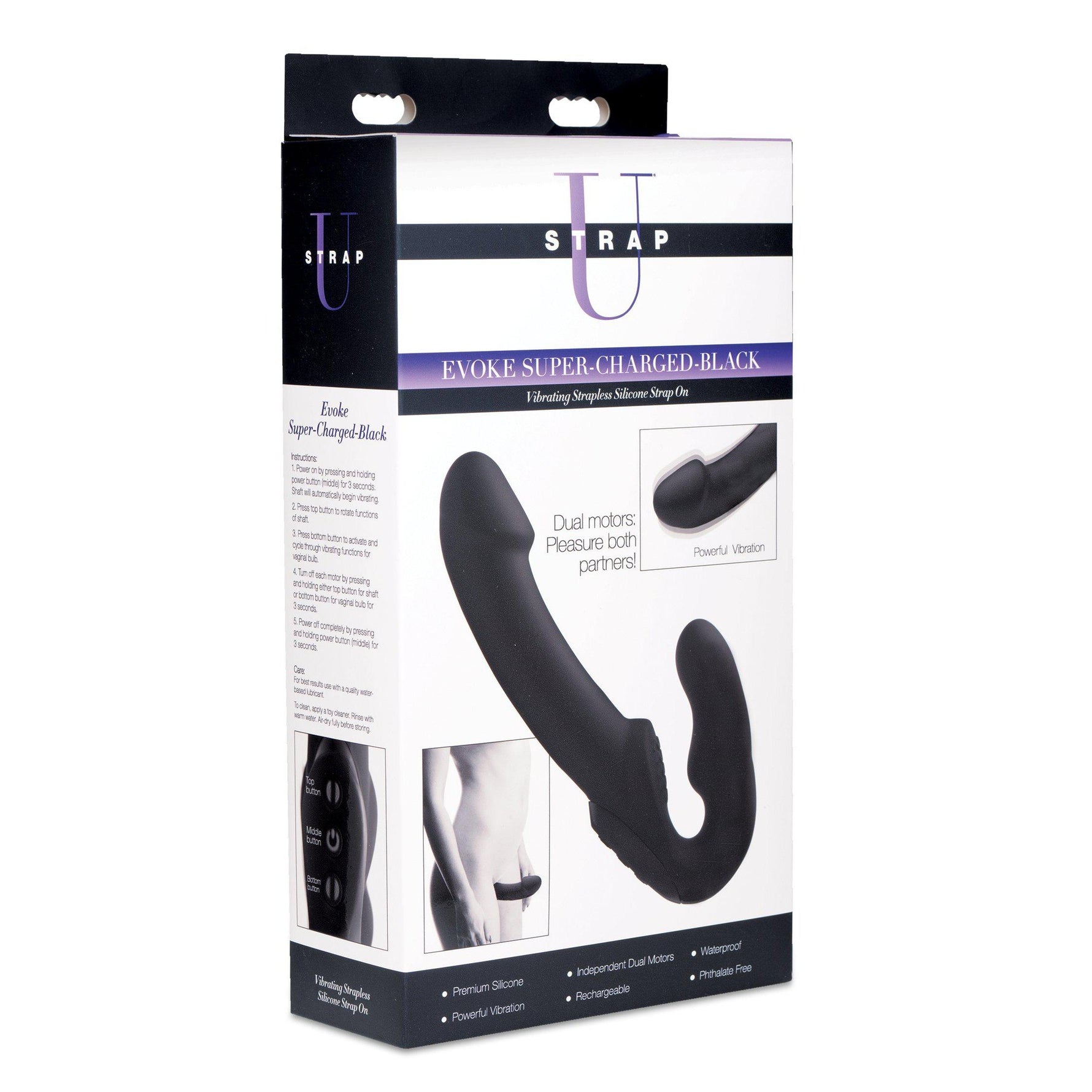 Strap U Evoke Rechargeable Vibrating Silicone Strapless Strap On