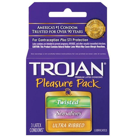 Trojan Pleasure Pack Condoms - Box Of 3