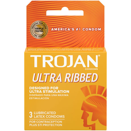 Trojan Stimulations Ultra Ribbed Condoms - Box Of 3